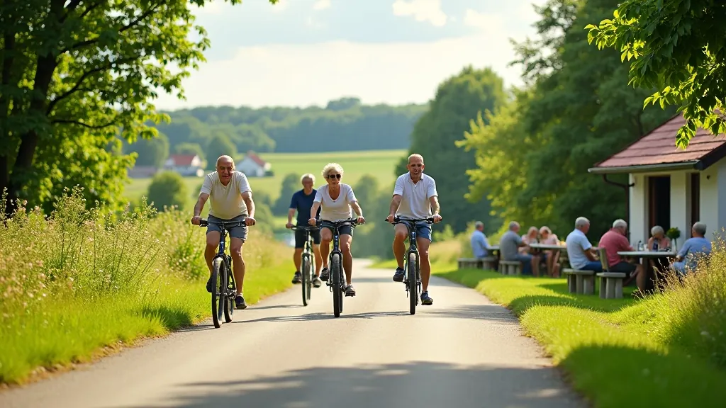 Velosipēdisti uz lauku ceļa